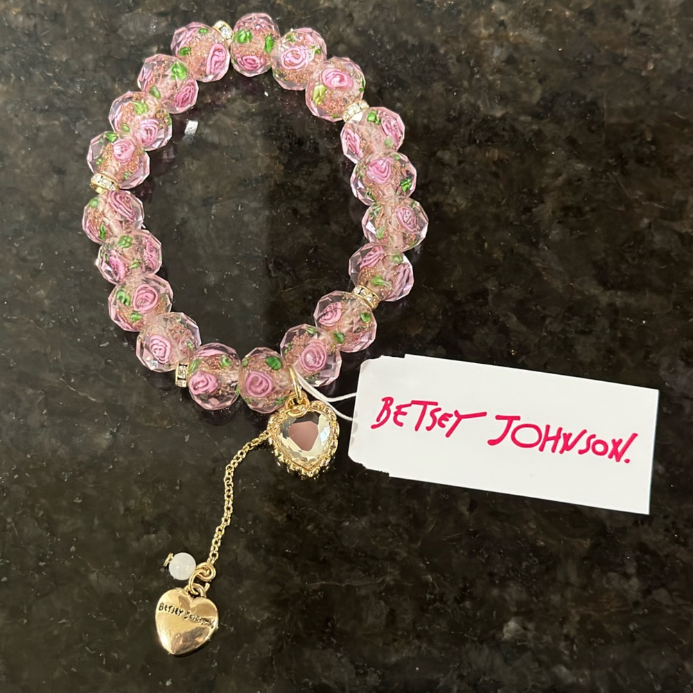 NWT! Betsey Johnson Tzarina Pink Beads Stretch Bracelet